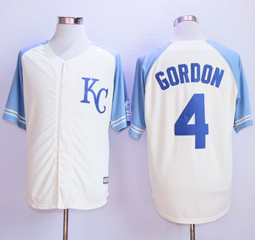 Royals #4 Alex Gordon Cream Exclusive Vintage Stitched MLB Jersey